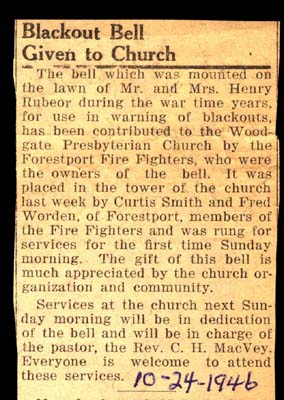 blackout bell given to church october 24 1946