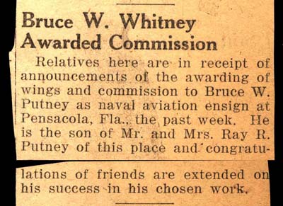 bruce w putney son of mr ray putney receives wings and commission october 1946