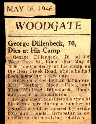 george dillenbeck father of mrs herbert moon and winifred dillenbeck dies at his camp may 3 1946