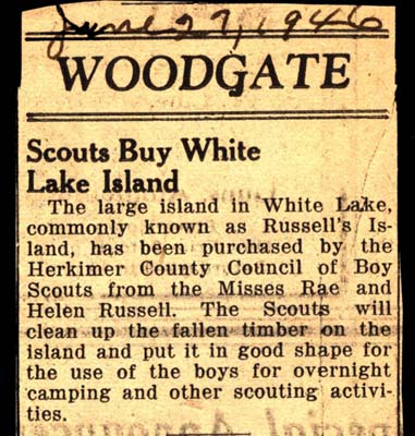 herkimer county council of boy scouts buys white lake island june 1946
