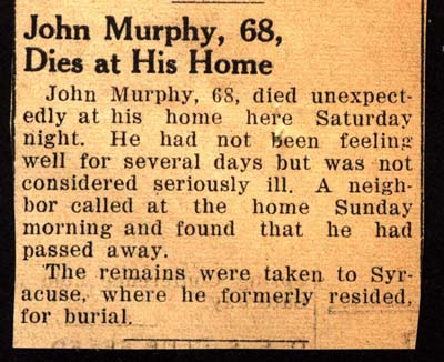 john murphy dies at his home may 1946
