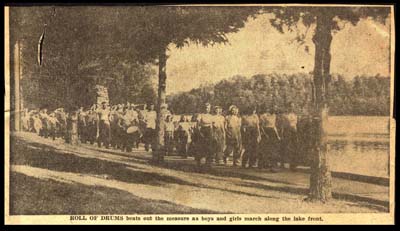 masonic home camp at round lake in woodgate photo of boys and girls marching august 25 1946