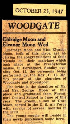 eldridge and eleanor moon wedded october 12 1947