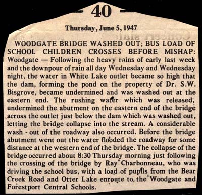 woodgate bridge washed out school bus crosses before mishap june 5 1947