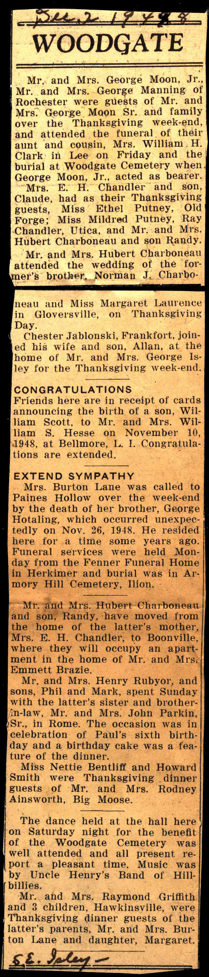 woodgate news december 2 1948
