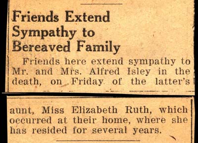 friends extend sympathy over death of elizabeth ruth march 4 1948