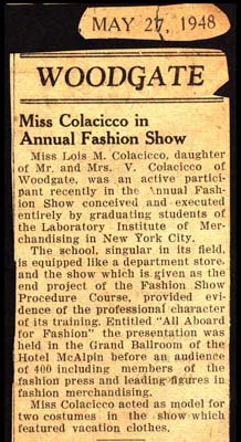 miss lois colacicco in fashion show for laboratory institute of merchandising may 27 1948