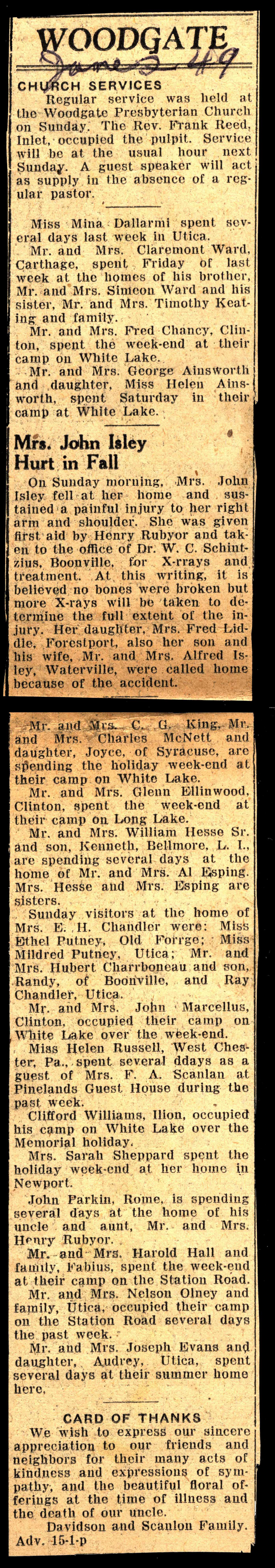woodgate news june 2 1949