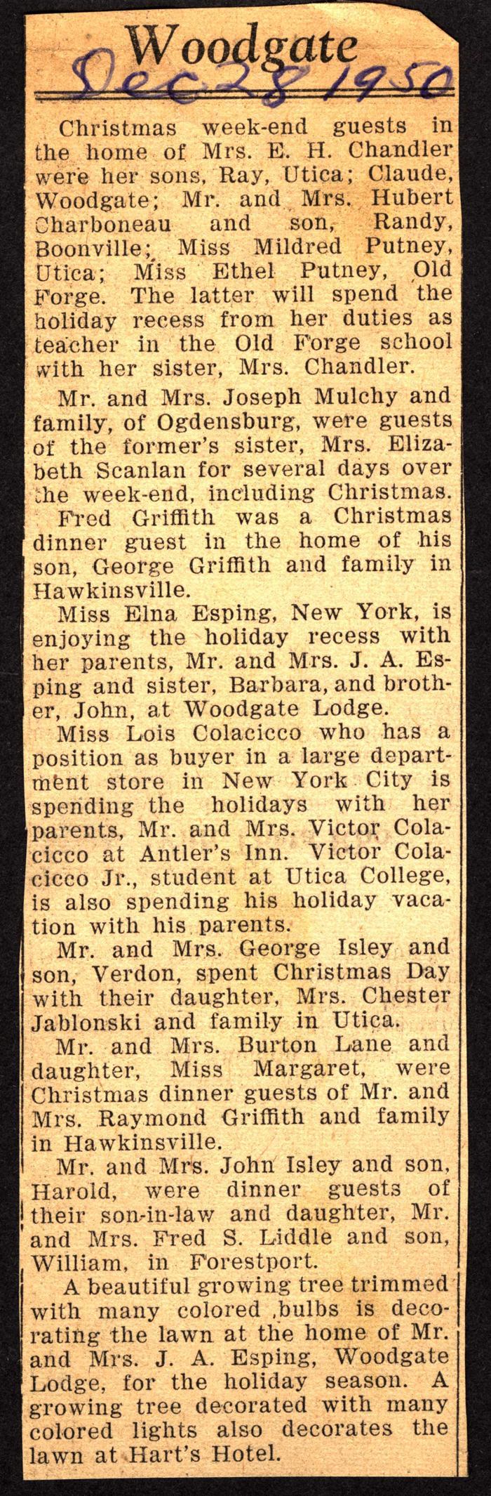 woodgate news december 28 1950
