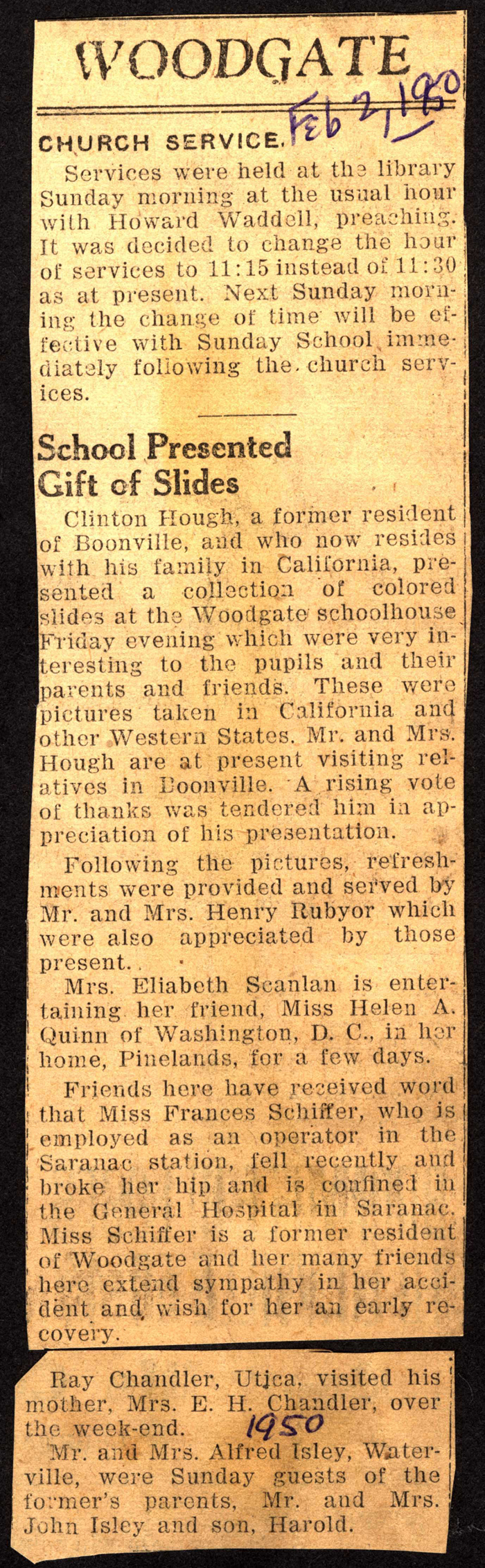 woodgate news february 2 1950