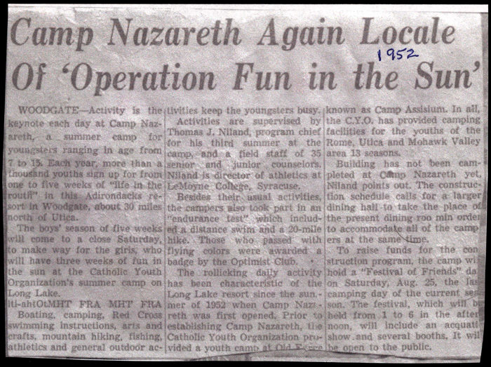 camp nazareth locale of operation fun in the sun 1952