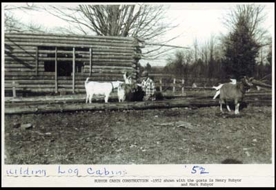 building rubyor cabins bear creek road henry and mark rubyor with goats 1952