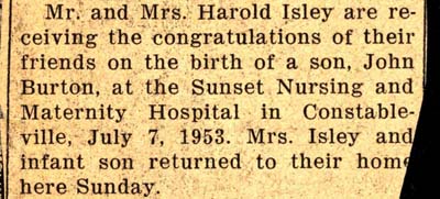 john burton born to mr and mrs harold isley july 7 1953 001