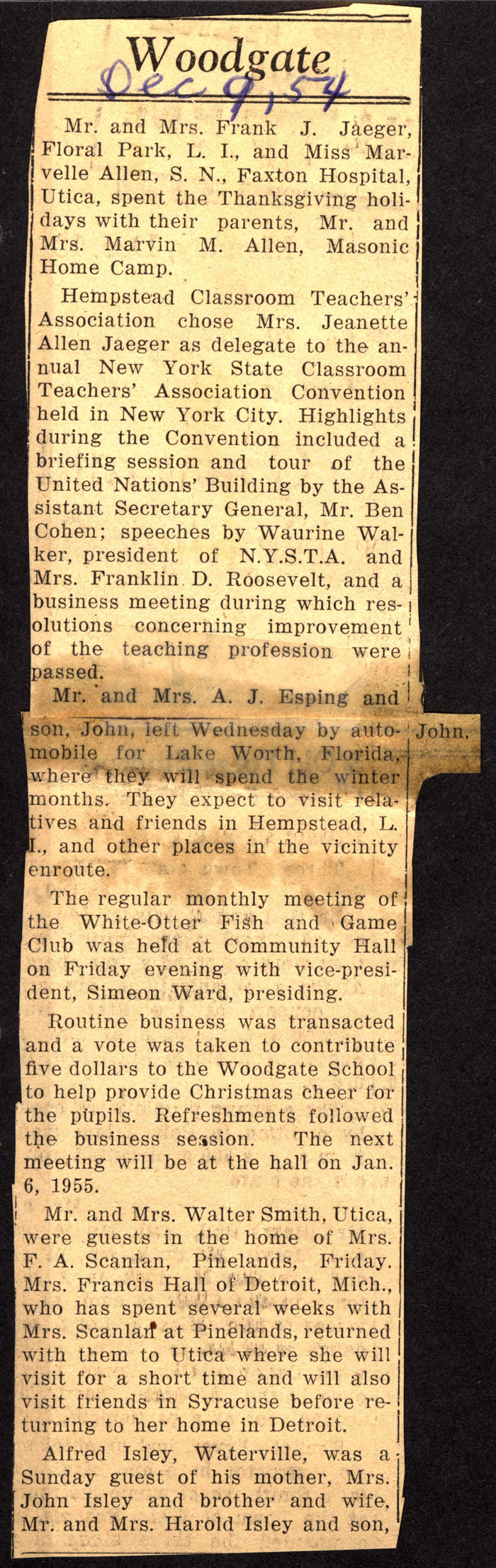 woodgate news december 9 1954
