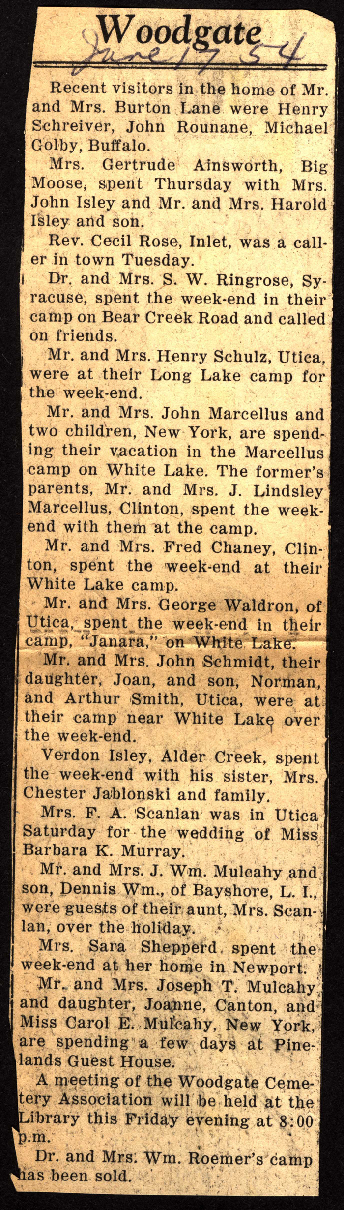 woodgate news june 17 1954