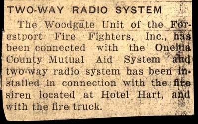 two way radio installed for use by forestport firemen february 1954