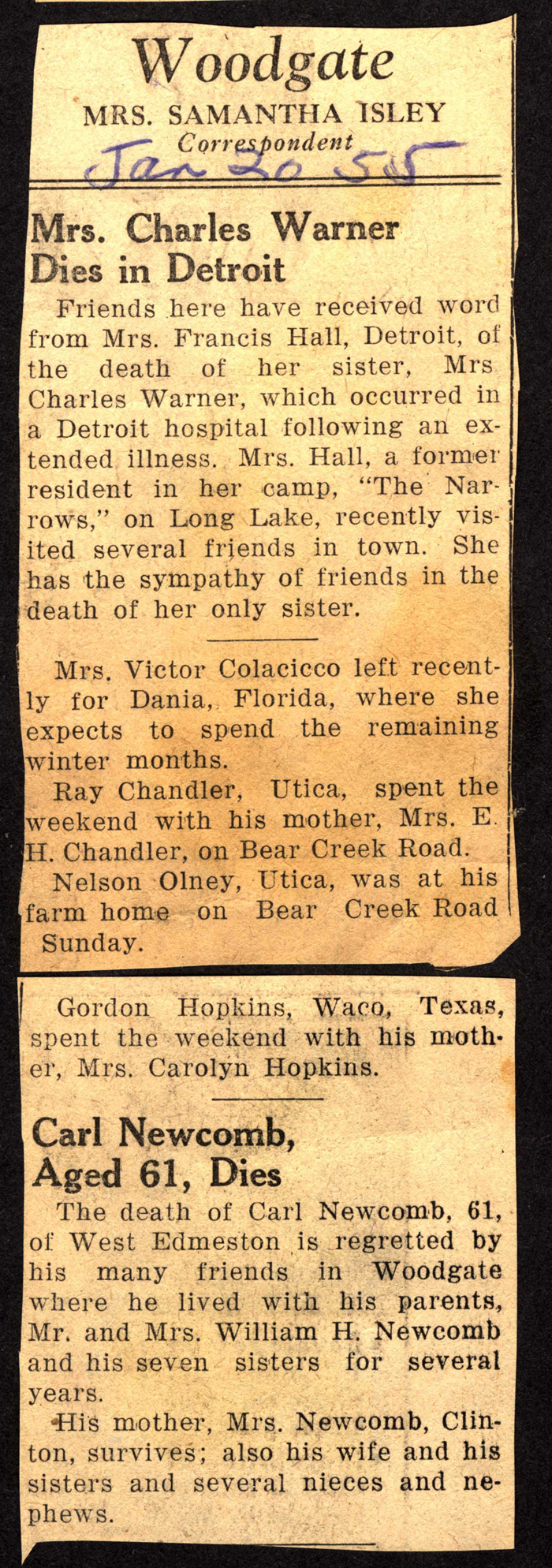 woodgate news january 20 1955