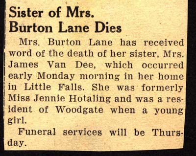 van dee jennie hotaling wife of james van dee dies october 1955