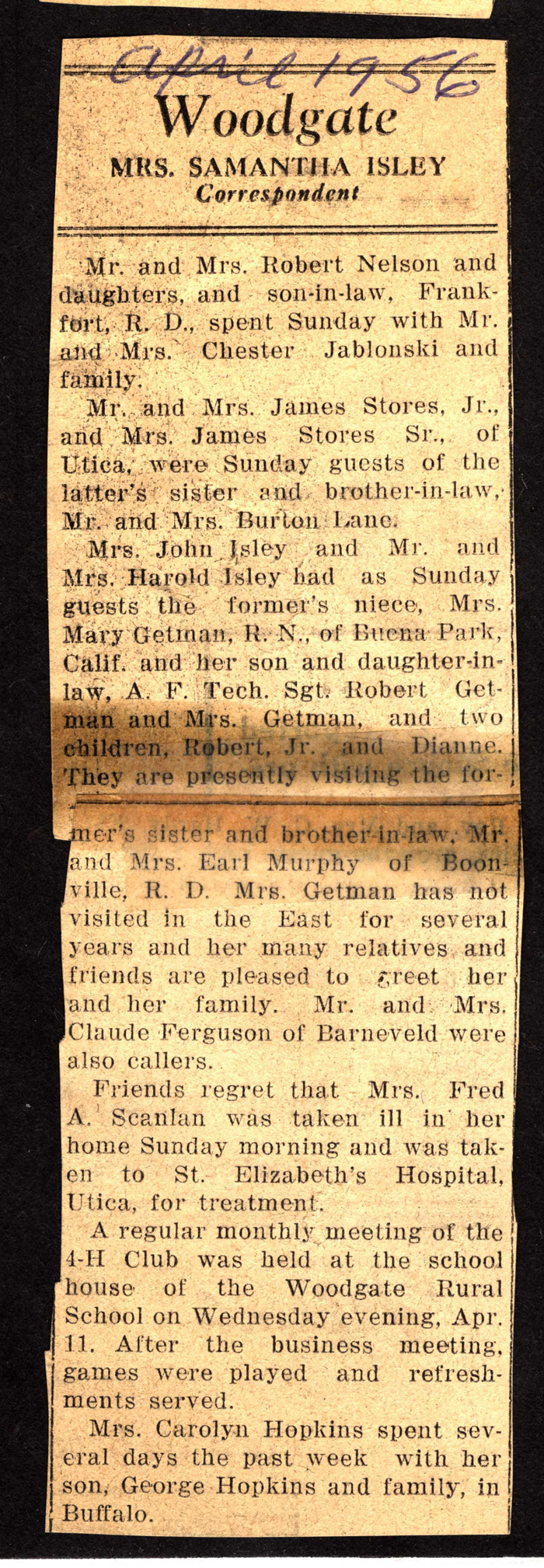 woodgate news april 1956