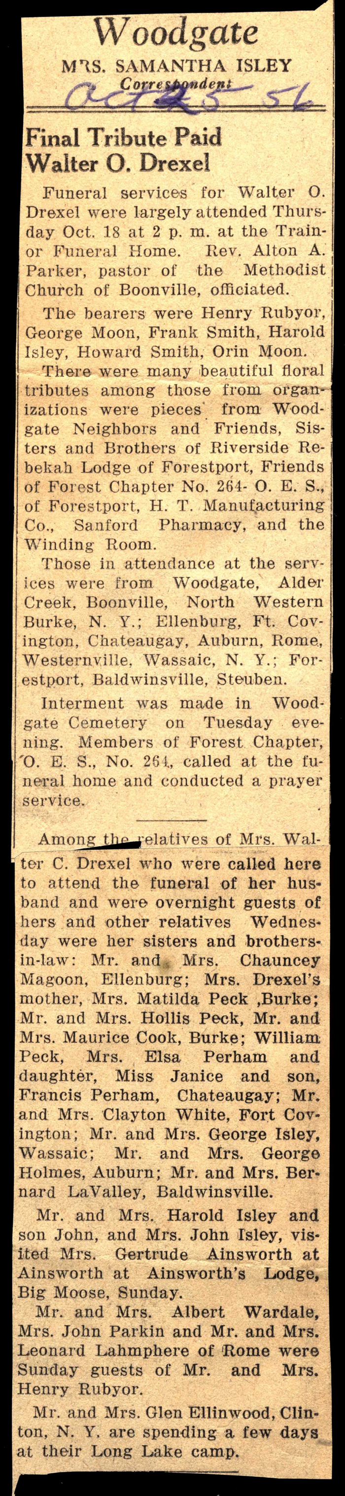 woodgate news october 25 1956