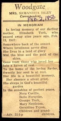 in memoriam elizabeth turk died february 13 1947