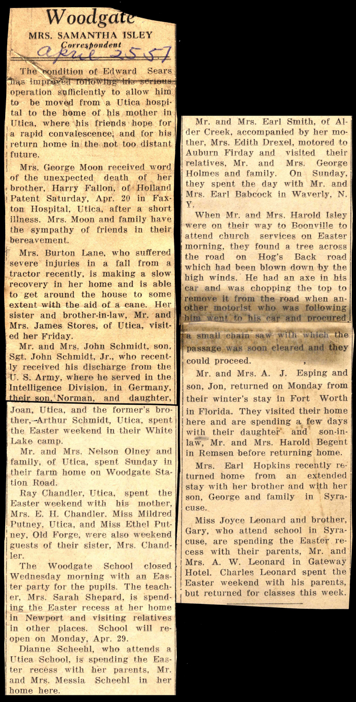 woodgate news april 25 1957