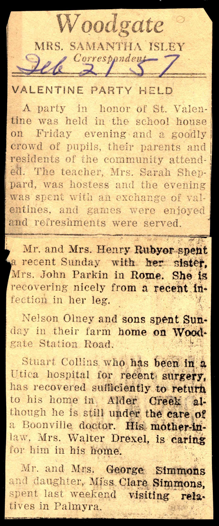 woodgate news february 21 1957