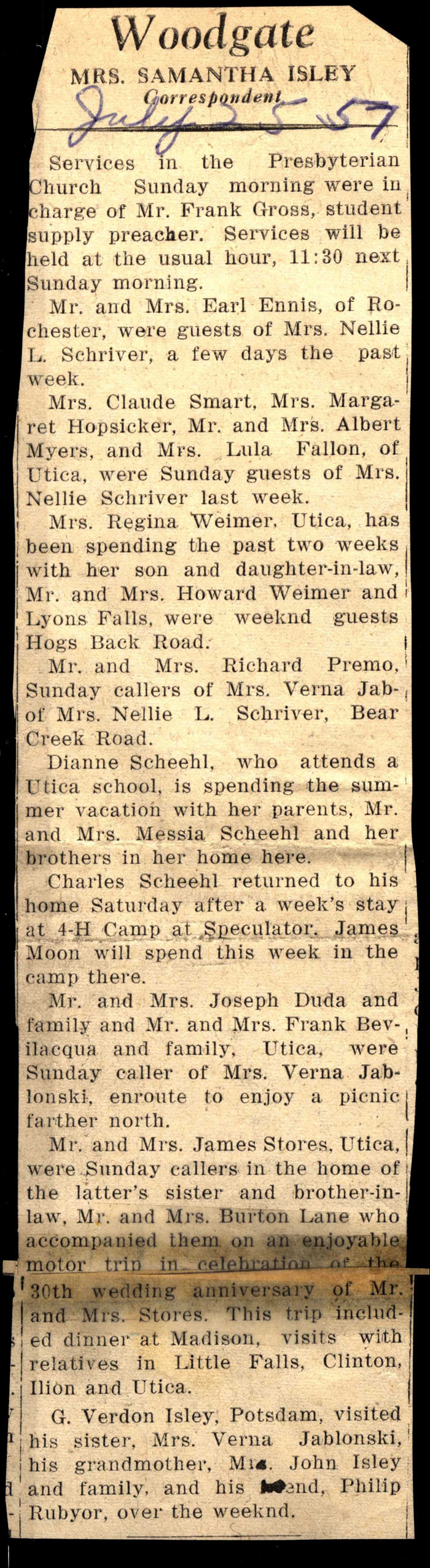 woodgate news july 25 1957