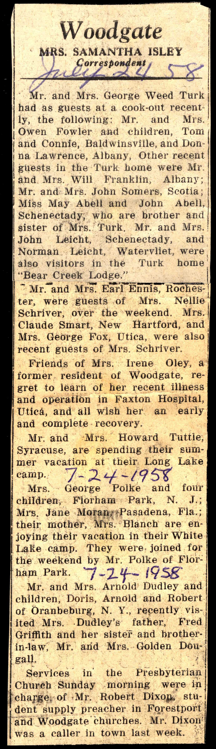 woodgate news july 24 1958