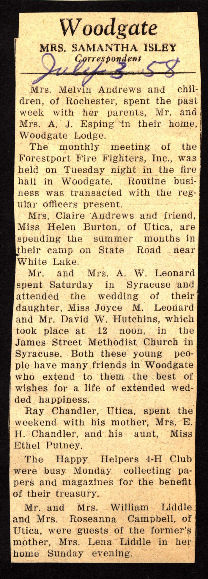 woodgate news july 3 1958