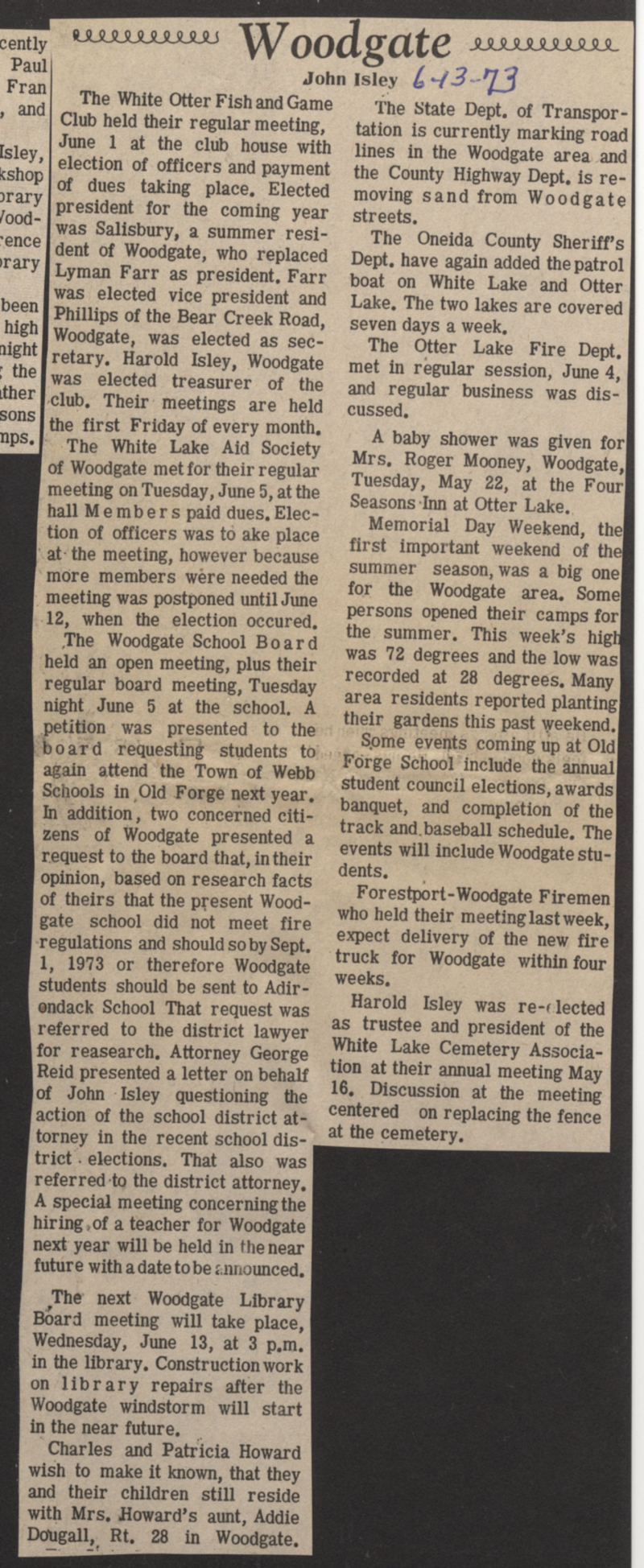 woodgate news june13 1973