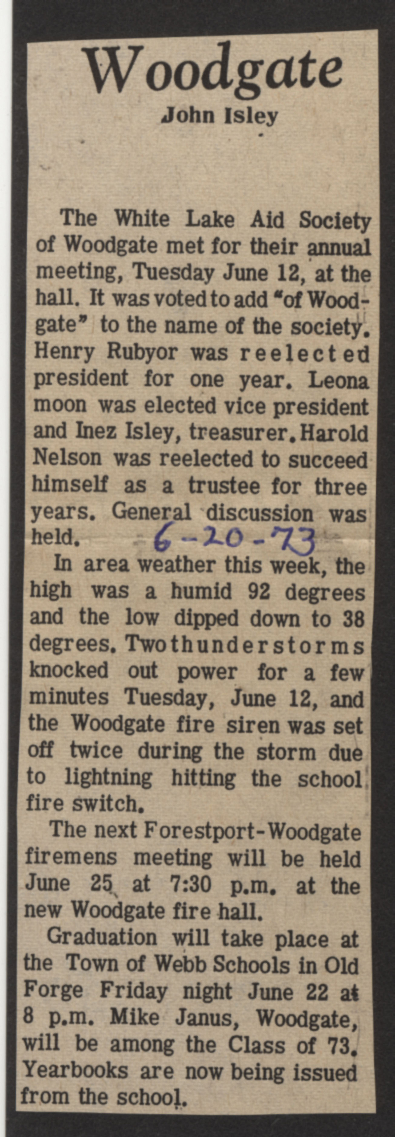 woodgate news june20 1973