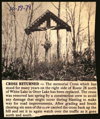 memorial cross returned to white lake october 17 1979