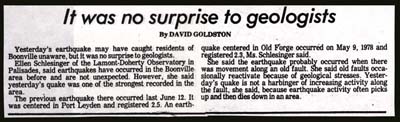quake no surprise to geologists june 1980