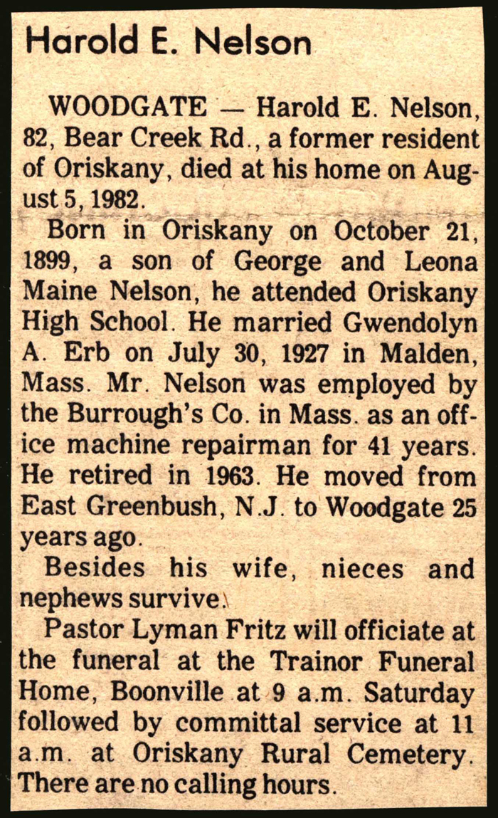 nelson harold e husband of gwendolyn a erb nelson obit august 5 1982