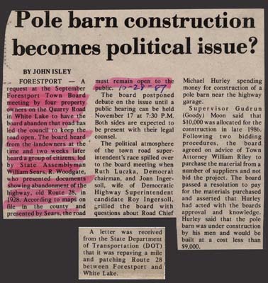 pole barn construction becomes political issue october 28 1987