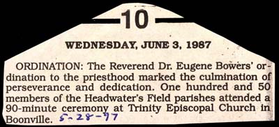 reverend doctor eugene bowers ordained as priest june 3 1987