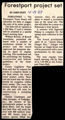 forestport water project set april 19 1989