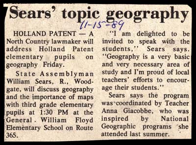 sears adresses holland patent pupils on geography november 15 1989