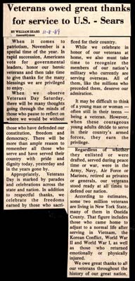 veterans owed great thanks for service to united states says sears november 8 1989