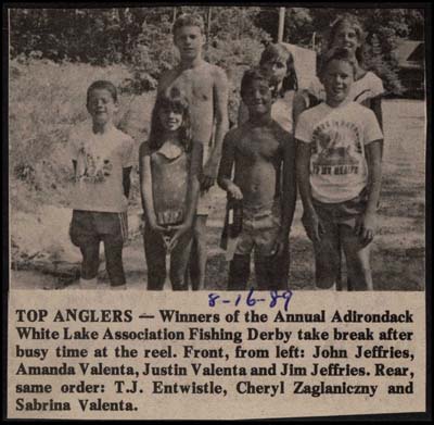 winners of white lake fishing derby august 16 1989