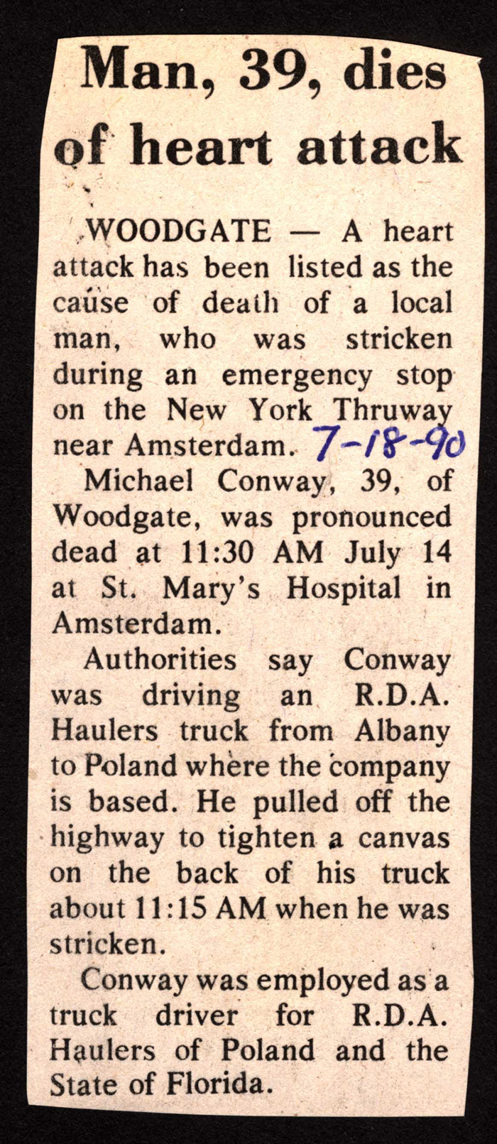 michael conway 39 dies of heart attack july 14 1990