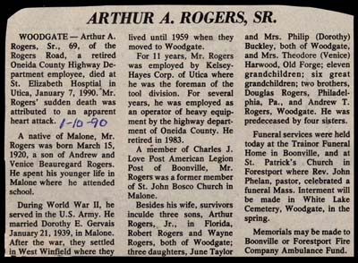 rogers arthur a husband of dorothy e gervais rogers obit january 7 1990