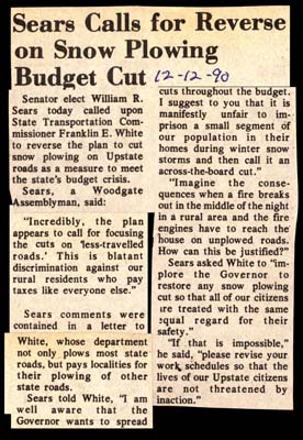 sears calls for reverse on upstate snow plowing budget cut december 12 1990