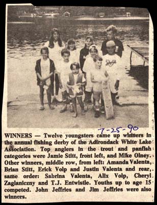 twelve youngsters are winners of annual white lake fishing derby july 25 1990