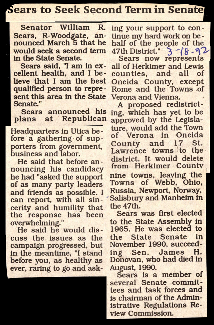 sears to seek second term in senate march 18 1992
