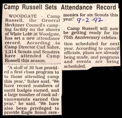 camp russell sets attendance record september 2 1992