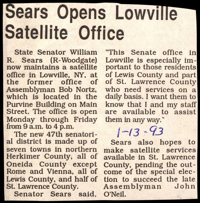 sears opens lowville satellite office january 13 1993