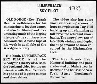 lumberjack sky pilot book and video by reverend frank reed 1993