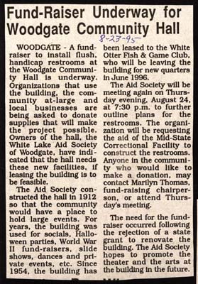 fundraiser underway for woodgate community hall august 23 1995